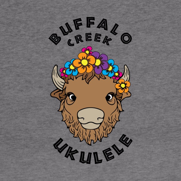 Buffalo Creek Ukulele T-Shirt_Black Text by Sara Howard